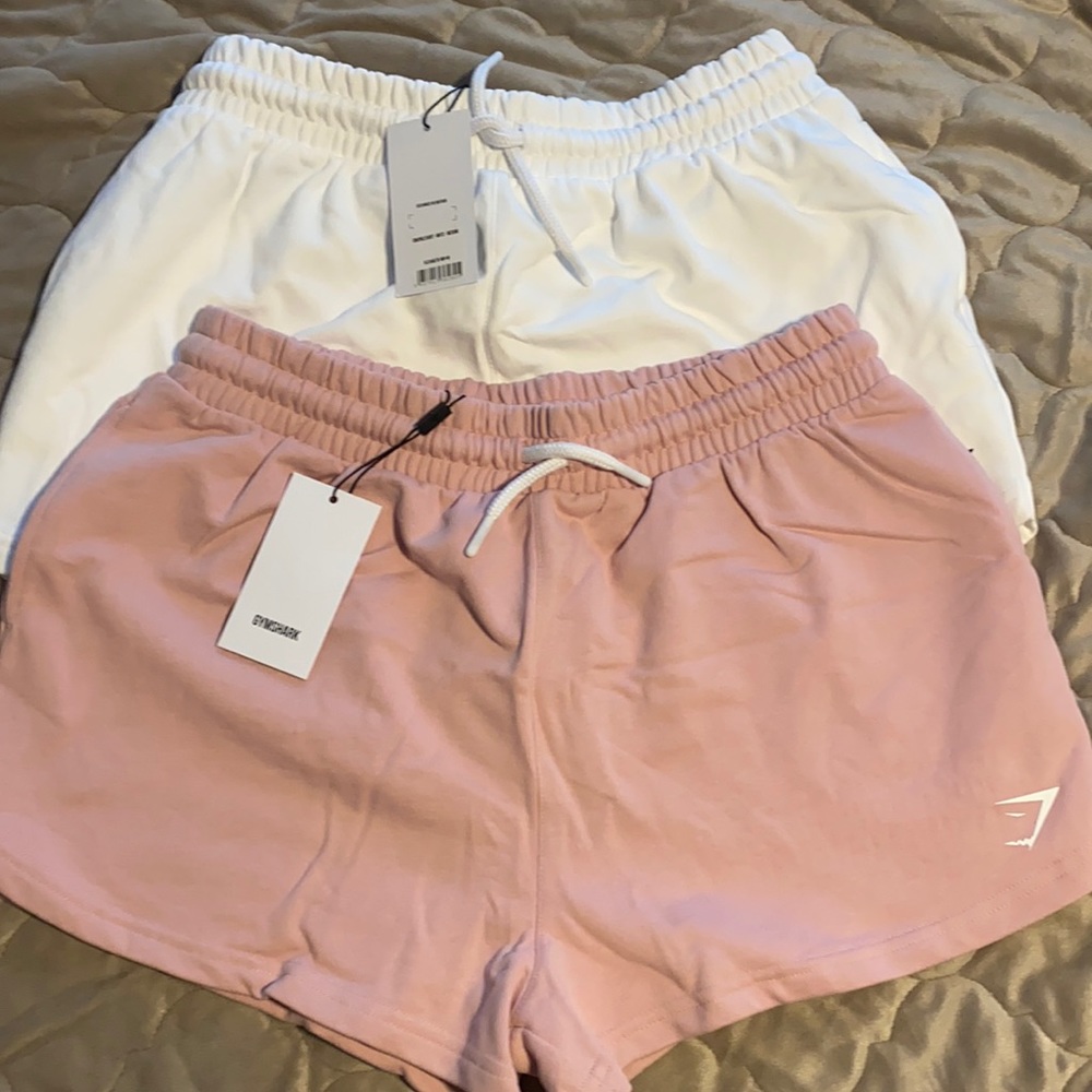 2 medium gymshark shorts (pink and white)